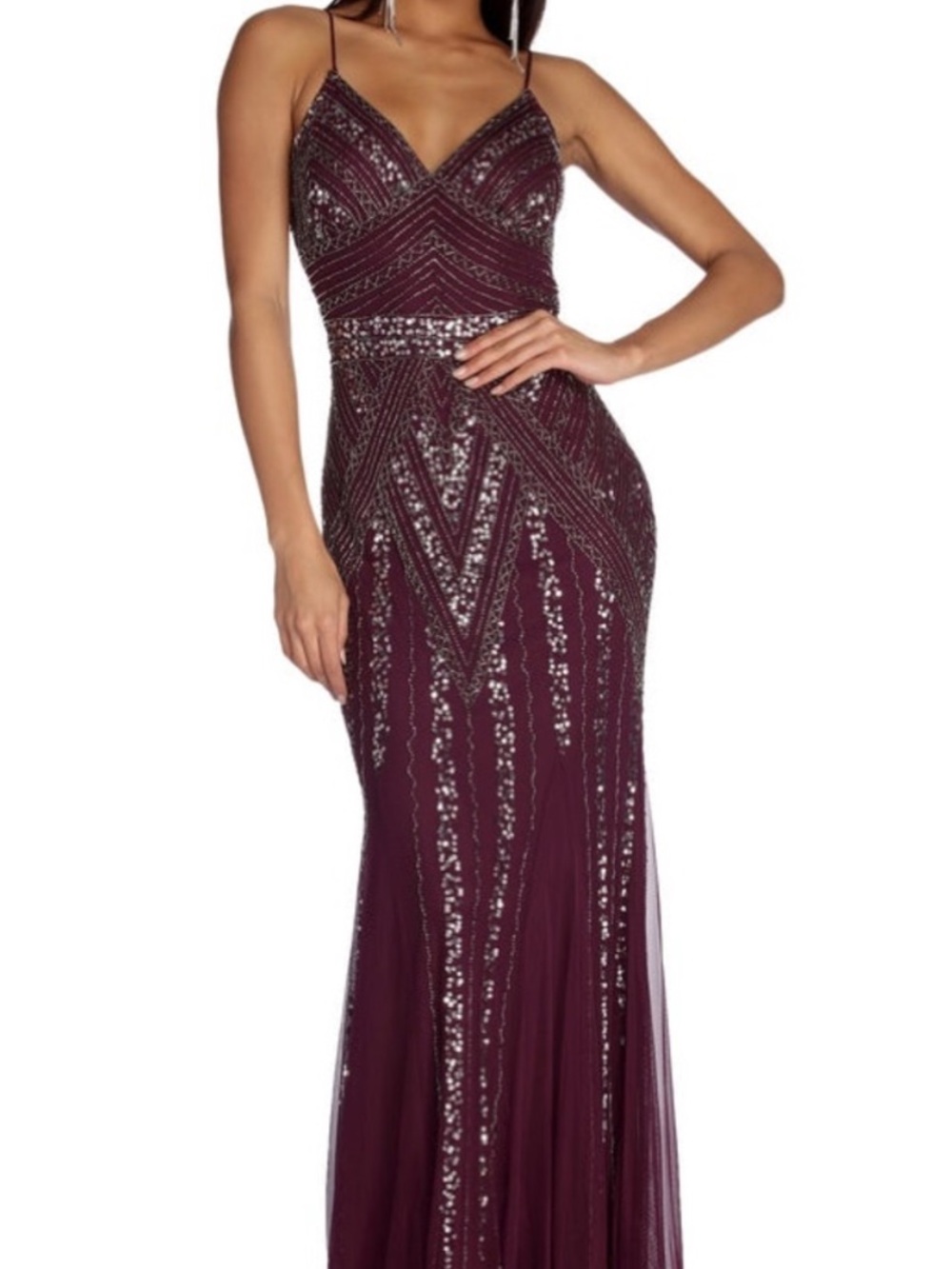 Marina V-Neck Beaded Gown Style 263312